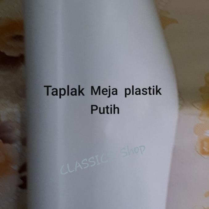 Taplak Meja Plastik Putih Polos Meteran