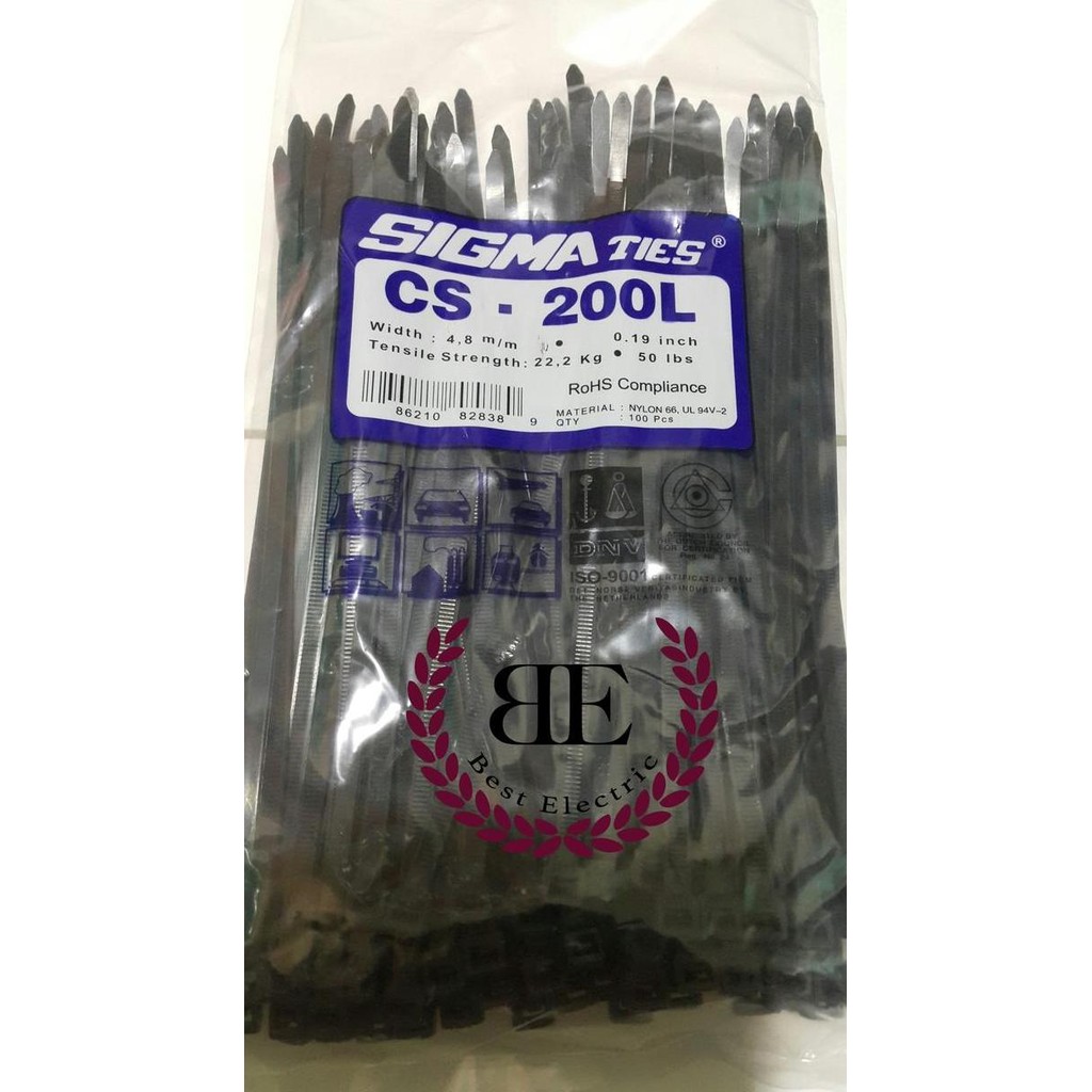 

tyS Kabel Ties / Kabel Tis / Cable Tie CS 200 L Hitam 20 cm SIGMA CS200L