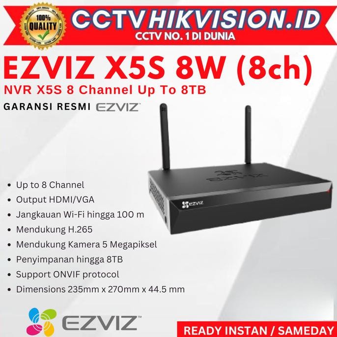EZVIZ NVR CS-X5S 8W NVR 8 Channel Ezviz Perekam IP Camera CCTV Wifi Wireless