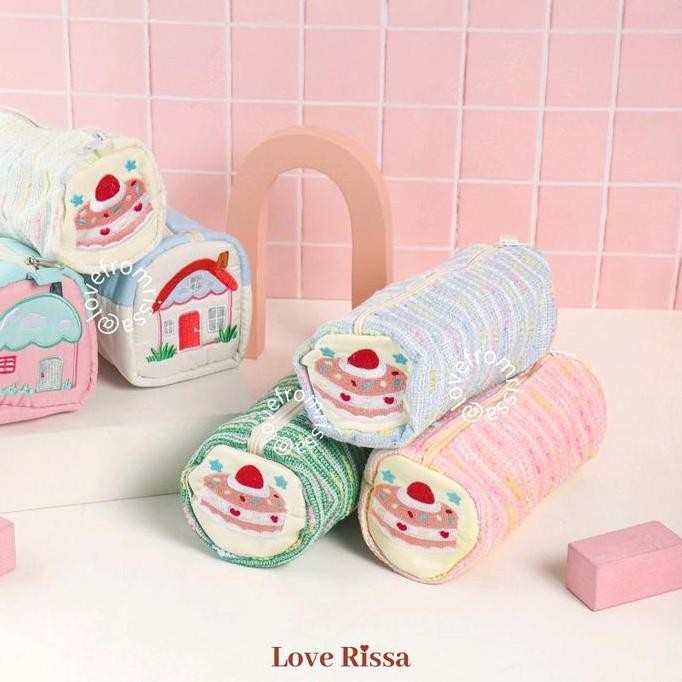 

tyS [RISSA] Cute Pouch Swissroll Pencil Pouch Tempat Pensil Lucu Tempat Makeup Mini Kantong Kecil Alat Sekolah Kantor Lucu Zipper Love Rissa