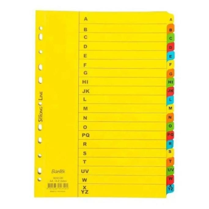 

tyS Bantex Cardboard Divider A4 20 Pages A-Z 6043 Pembatas Binder Bantex Bahan Karton Kantor Paper