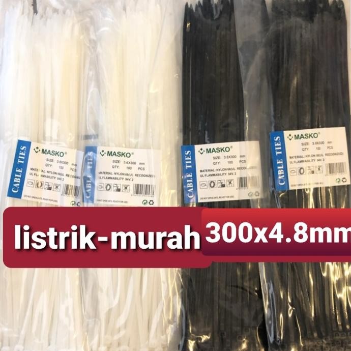 

tyS Masko Kabel Ties 4.8x300 mm 30cm Sabuk Kabel Tali Tis Cable Tebal