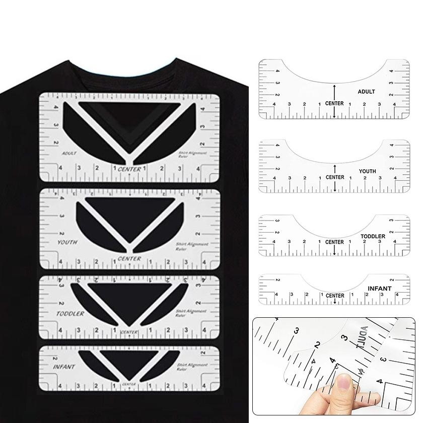 

Premium 8Pcs Penggaris kaos sablon T-Shirt Ruler Transparent Penggaris Ziegel Penggaris Kaos Untuk Sablon V Neck T-Shirt Alignment Tool High Quality