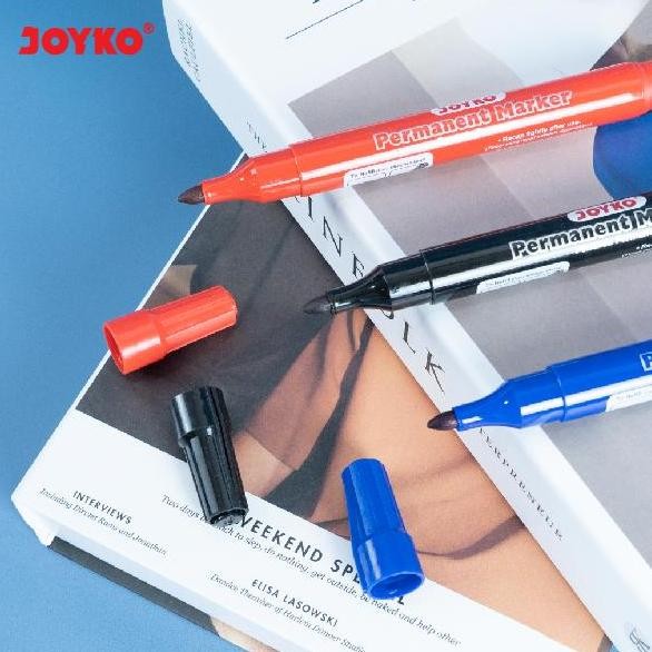 

tyS JOYKO PERMANENT MARKER BLACK BLUE RED REFILLABLE SPIDOL PERMANEN JOYKO HITAM BIRU MERAH BISA DI ISI ULANG BOX LUSIN [12PCS]