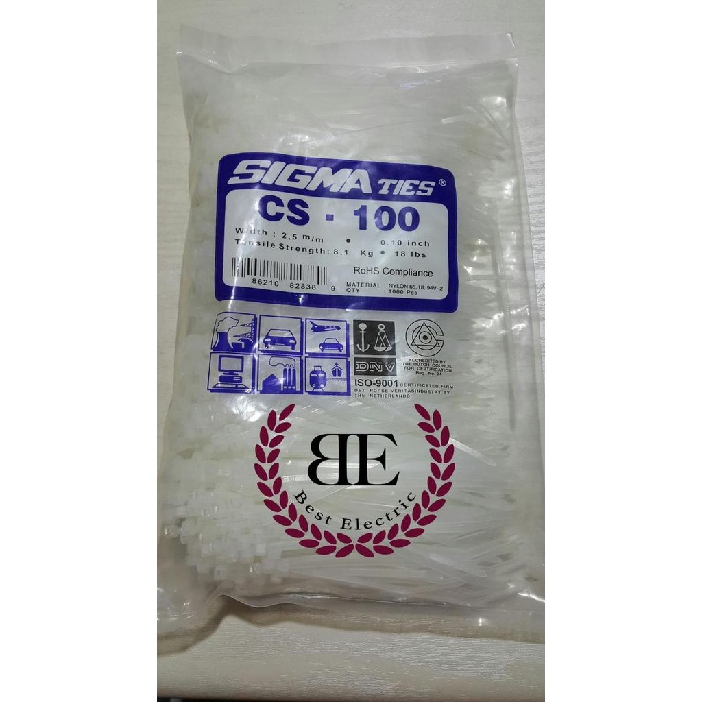 

tyS Kabel Ties / Kabel Tis / Cable Tie CS 100 T Putih 10 cm SIGMA CS100T