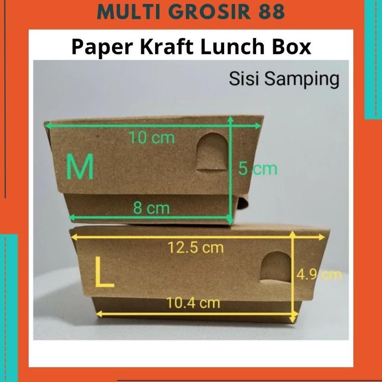 Bisa Cod Mg88 (Ecer 1 Pcs) Paper Lunch Box Kotak Makanan Kotak Kertas Nasi Size M / L ||