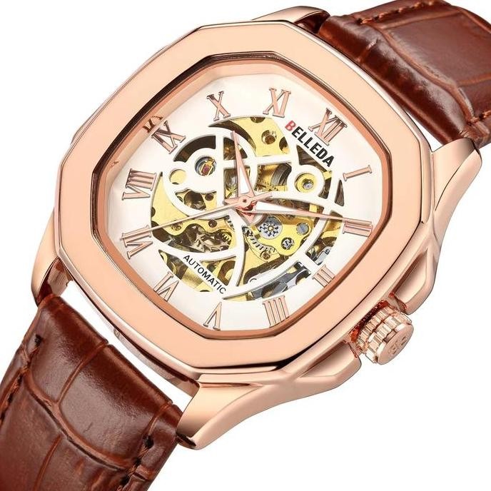 READY STOCK PROMO BUY 1 GET 1] JAM TANGAN BELLEDA 9484 KULIT AUTOMATIC WATCHES 
