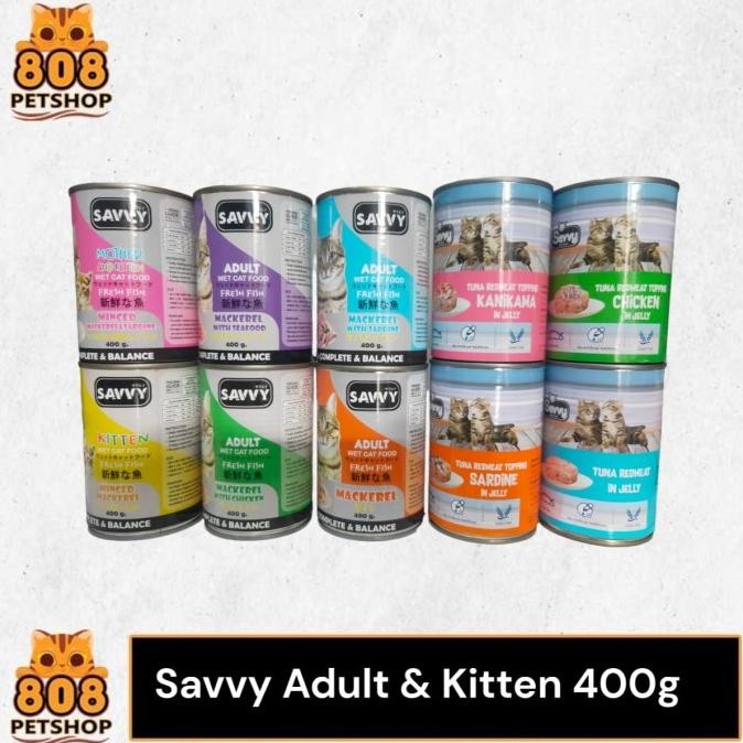 Makanan Kucing Basah SAVVY KALENG 400gr - Savvy Wet Cat Food -Adult/Kitten