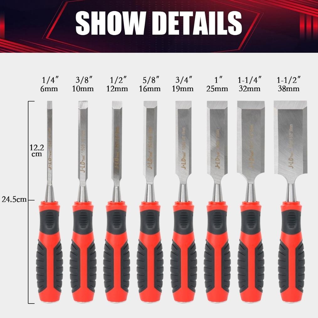 

ready !!! JLD Pahat Kayu Pukul Punch Wood Chisel Gagang Fiber Tatah Kayu Super Tajam
