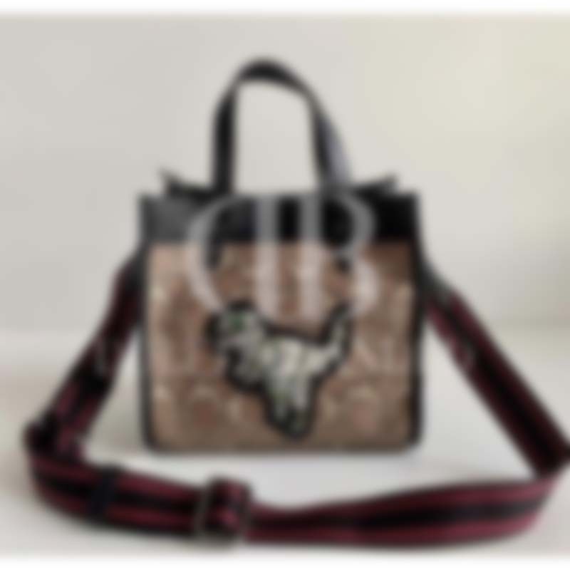X Miael B. Jordan Field Tote 22 In Mummified Signature Canvas (C6971)