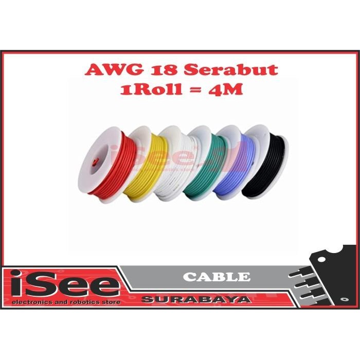 Kabel cable SERABUT AWG 18 AWG18 silicone silikon 18AWG 1 roll 4M
