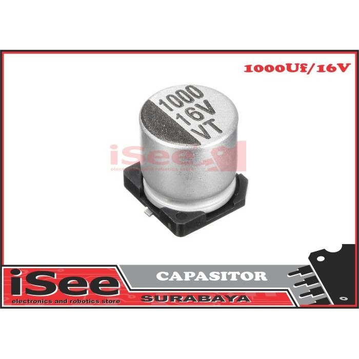 Capasitor kapasitor SMD 1000uf 1000 uF 16V 16 V Elco tabung capacitor