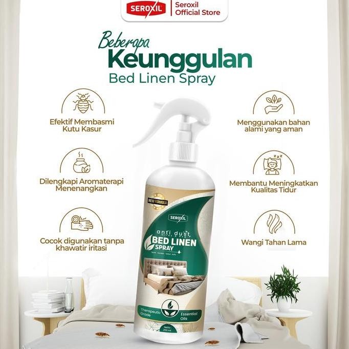Bed Linen Spray Anti Bakteri Disinfektan Kasur Natural Aromaterapi 250ml