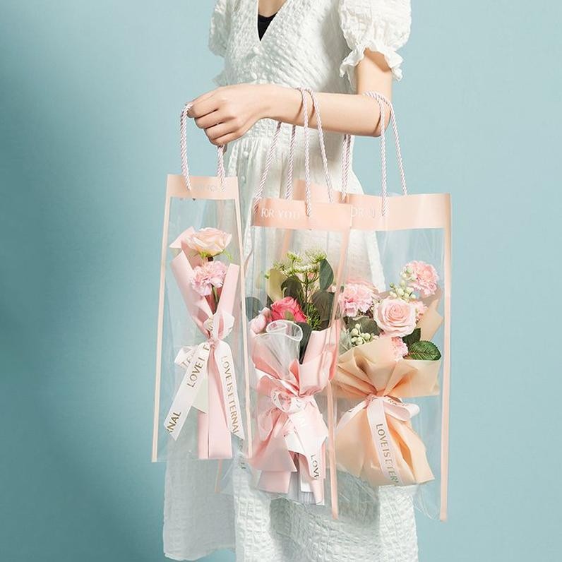 

Premium 10pcs Clear Flower Bouquet Bag Tas Bunga Plastik Totebag Bunga Transparent Kantong Buket High Quality