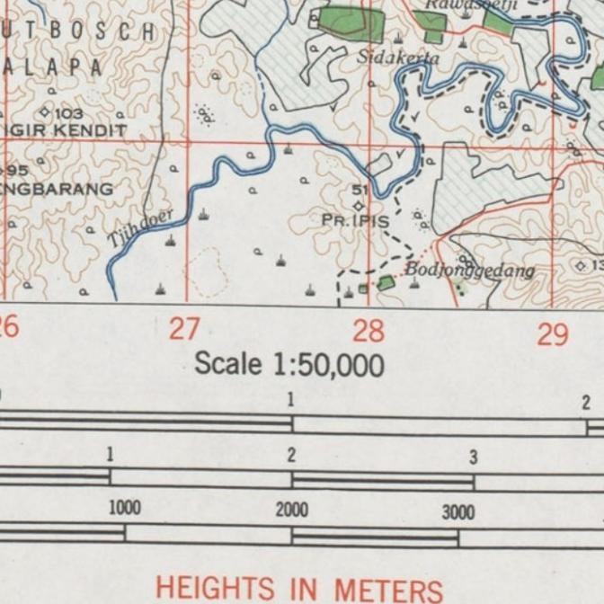 [[ DOBY / PETA TOPOGRAFI / KONTUR ORIGINAL BOEATAN US ARMY 1944 ~ 45 BEST SELLER