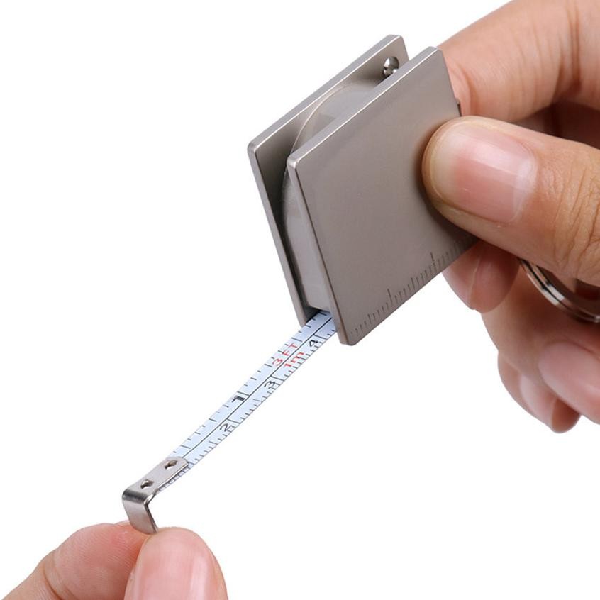 Premium Gantungan Kunci Meteran Mini Ruler Stainless Steel 150 Cm Otomatis Meteran Mini High Quality