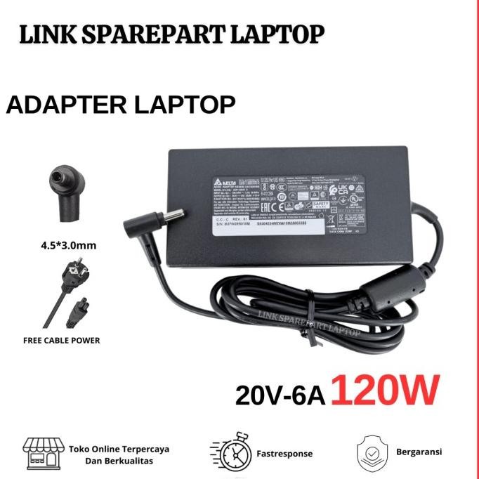 Adapter Laptop Delta Adp-120Vh D 20V 6A 120W 4.5*3.0Mm Thin Adapter For Msi Cf63 Ms-16R5 A17-120P2A 