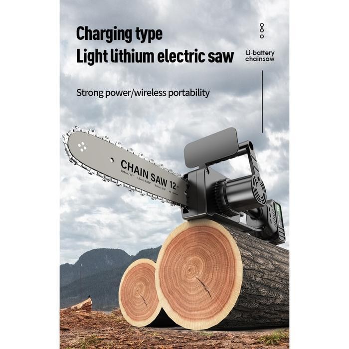 Tanzu  8/12/16 Inch Chainsaw Gergaji Rantai Elektrik Mini Portable Genggam Lithium 21Volt Chain Saw 