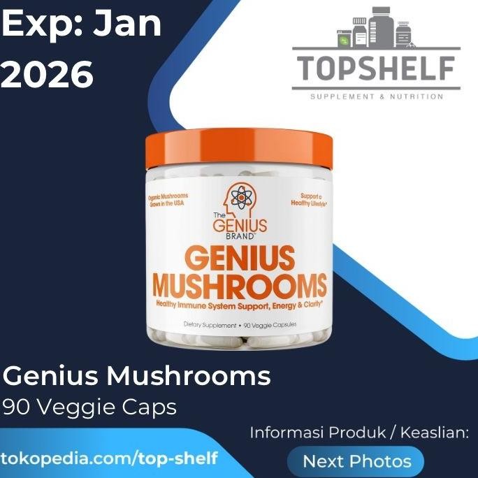 

TERBARU - Genius Mushroom - Lions Mane, Cordyceps & Reishi - 90 Veggie Caps