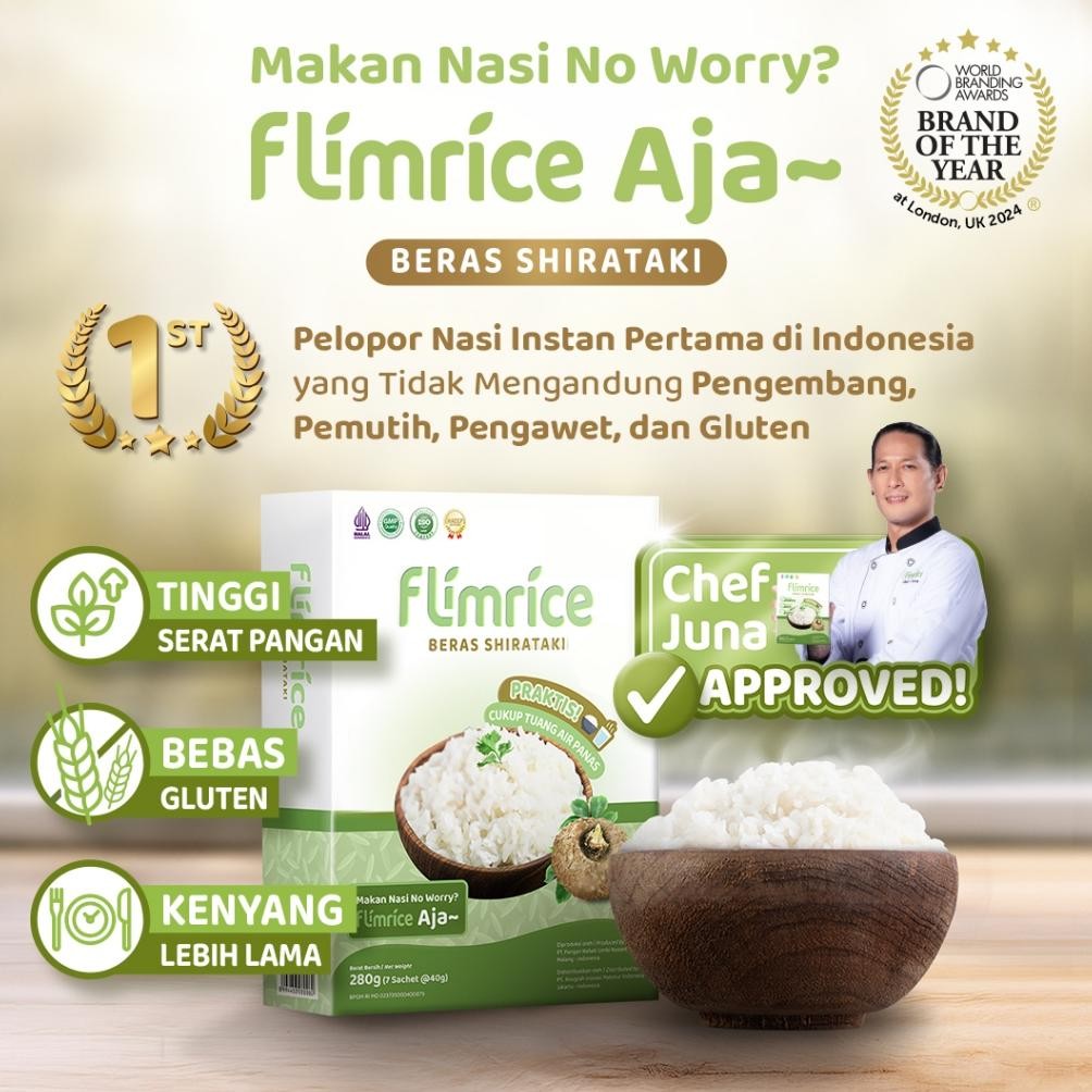 

TERMURAH [New Launch] Flimrice Nasi Shirataki (Nasi Diet) - 1 box isi 7 sachet Siap kirim