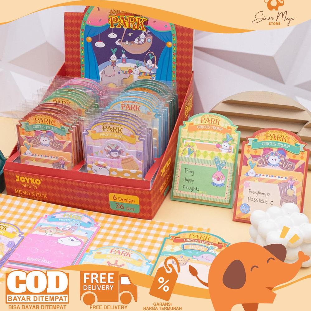 

dgh-43 Or42 Joyko Memo Stick MMS-39 Sticky Notes Amusement Park Series Memo Tempel Tema Taman Hiburan Isi 60 Sheets Viral Hemat
