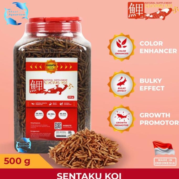 MAGGOT SENTAKU KOI 500GR MAGGOT KERING SUPLEMEN PAKAN IKAN
