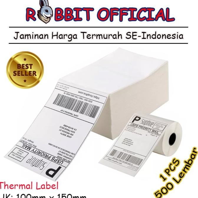 

tyS Stiker Label Barcode Thermal 100x150 mm Label Pengiriman Isi 500 Pcs