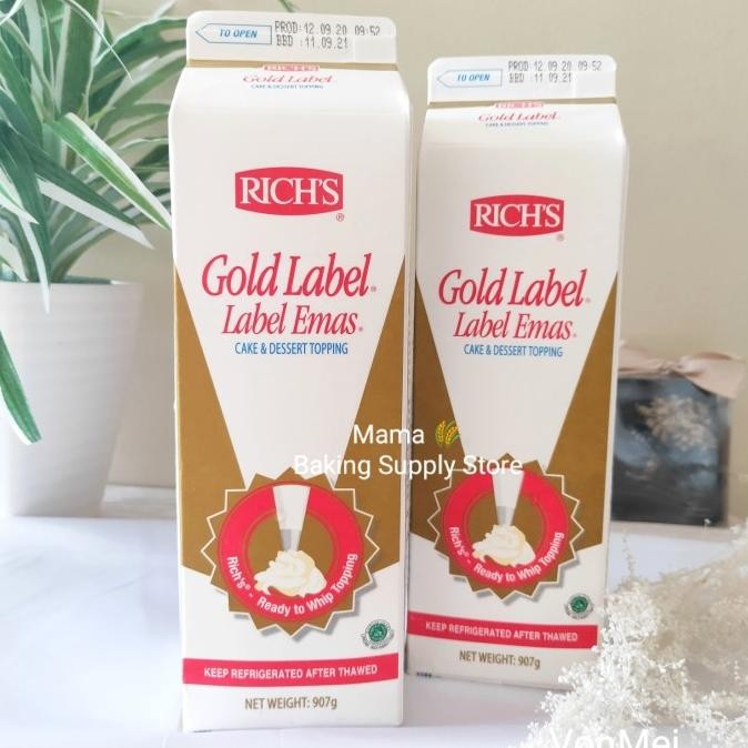 

Sale Rich'S Richs Gold Whipping Whip Cream Krim Richs Topping 1 L 907 Gr