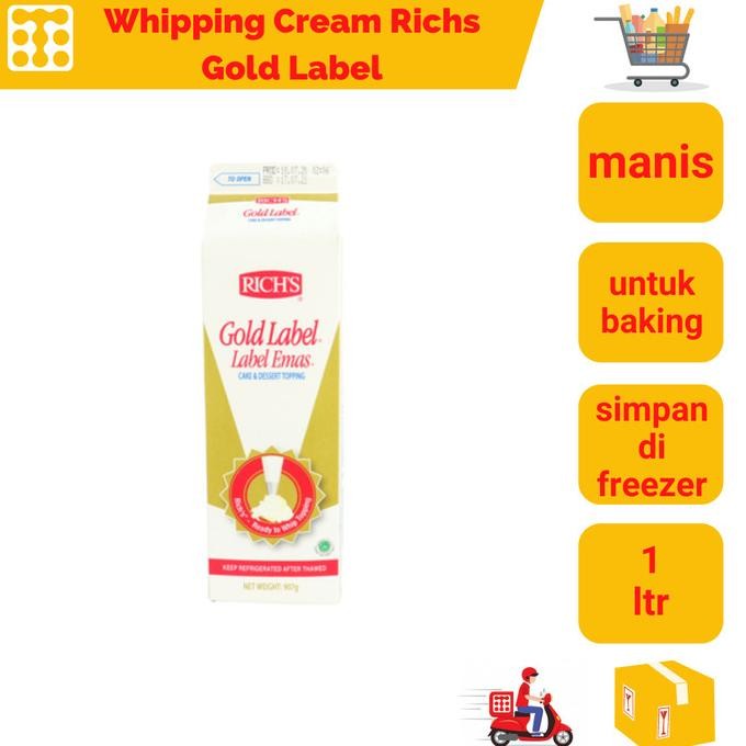 

Sale Whipping Cream Rich Gold Label 1Ltr (Khusus Gosend & Grab)