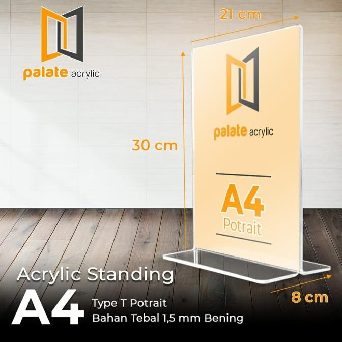 

new !!! AKRILIK DISPLAY A4 T PORTRAIT / TEMPAT BROSUR/ TENT CARD ACRYLIC 1.5MM murah
