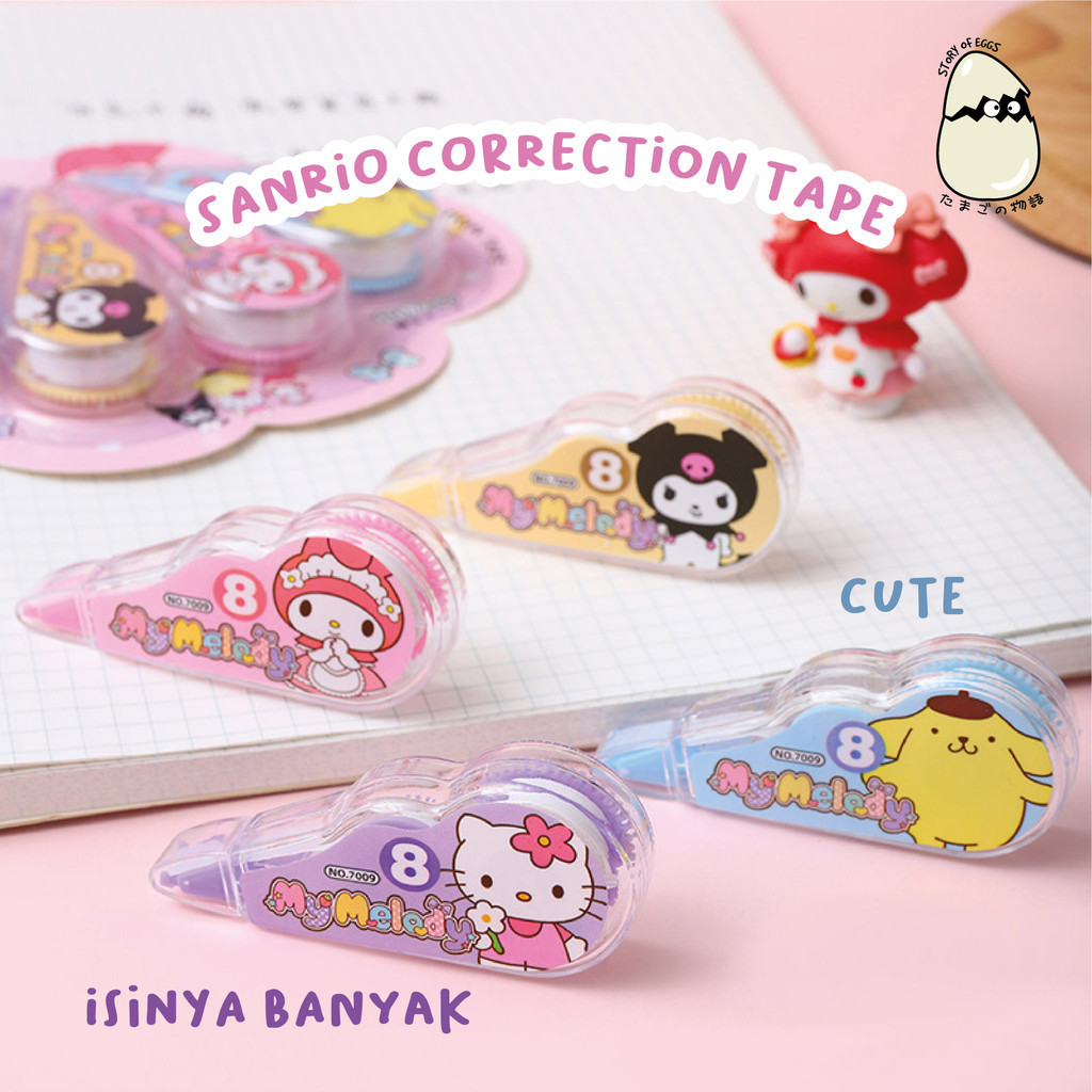

Corrector Tape Sanrio Melody Kuromi Cute and Aesthetic TipX Tipex mini