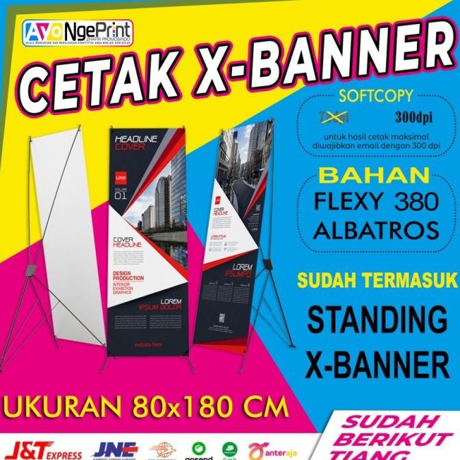 ready  Cetak Standing X-Banner | Ukuran 80x180 CM murah