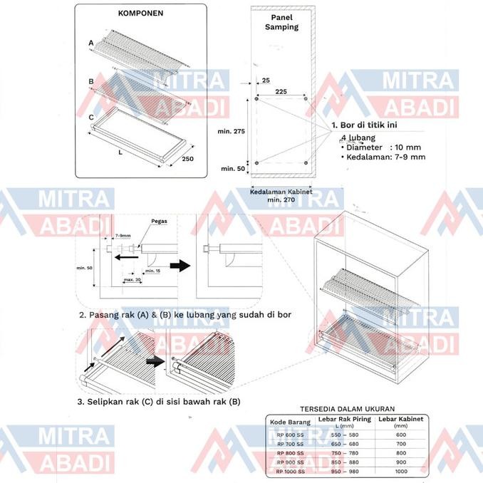 RAK PIRING GANTUNG HUBEN 100CM 100 CM STAINLESS STEEL DISH RACK GELAS