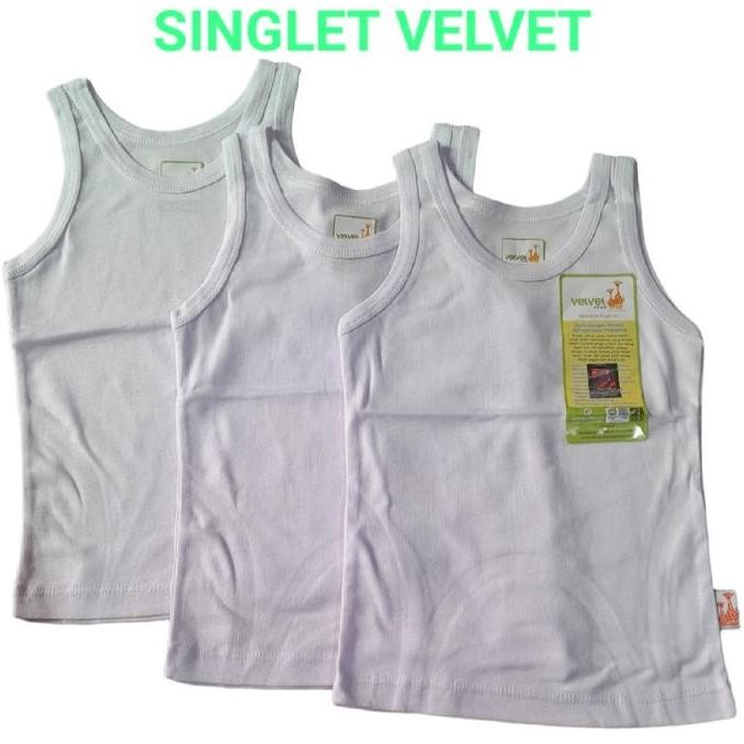 3 PCS SINGLET VELVET ANAK / SINGLET VELVET PUTIH