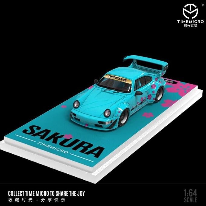 baru  Time Micro 64 Porsche RWB GT Wing Sakura Japan Tiffany Blue murah