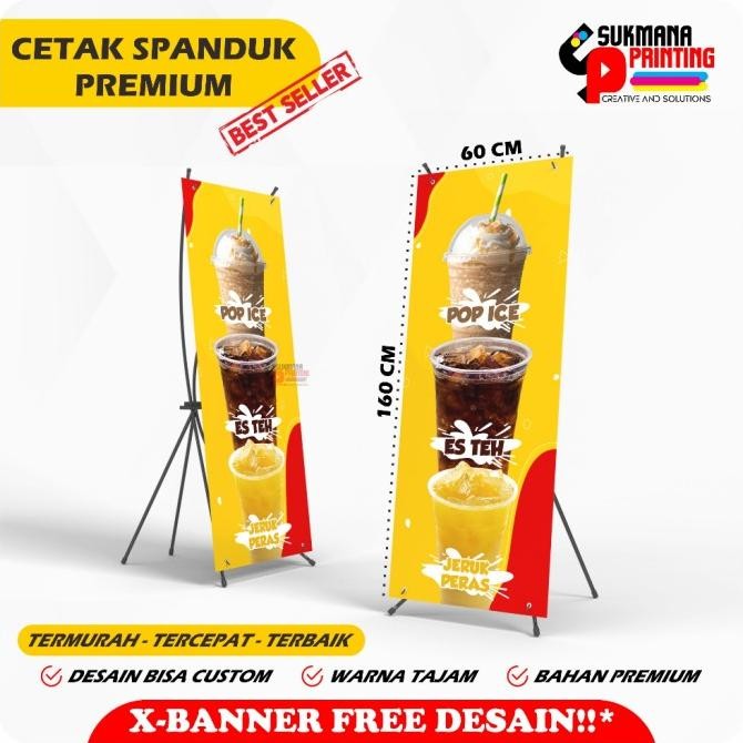 ready  CETAK XBANNER STAND 1 SET RANGKA - X BANNER JUALAN ANEKA MINUMAN SEGAR murah