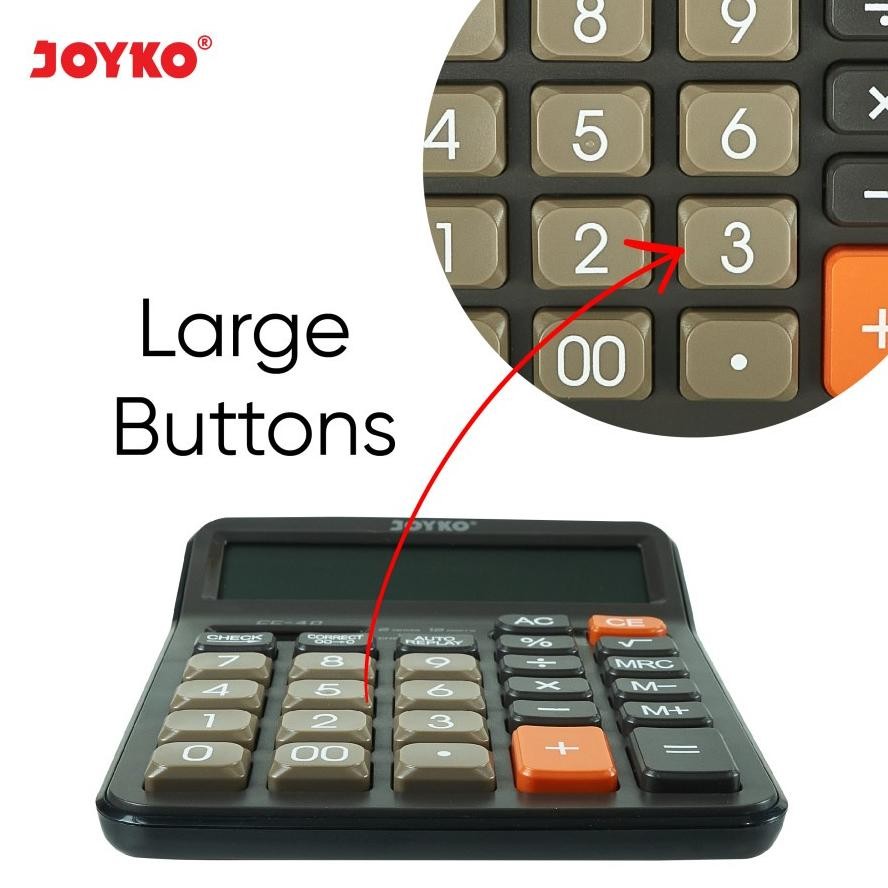 

To94 fb-4 JOYKO CC-40 KALKULATOR CHECK CORRECT 12 DIGIT -CALCULATOR DESKTOP CC40 Original Murah