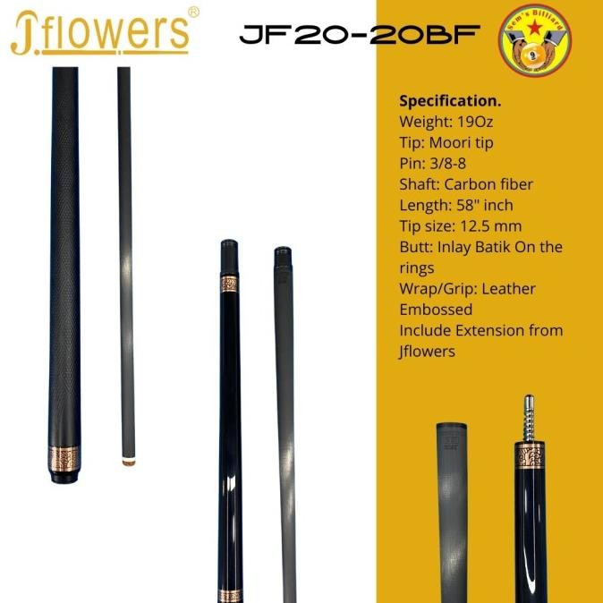 JFlowers Cue - [ JF20-20BF ] - [ Play Cue ] - Stick Billiard JFlowers-JFlowers