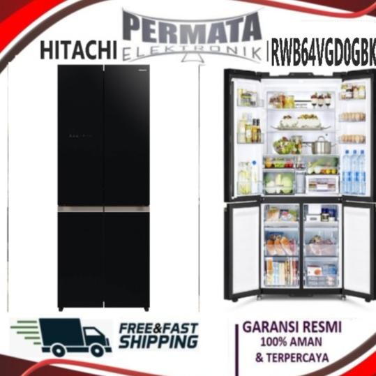 hitachi r-wb64vgd0 kulkas 569 liter 4 pintu inverter rwb64vgd0 gbk
