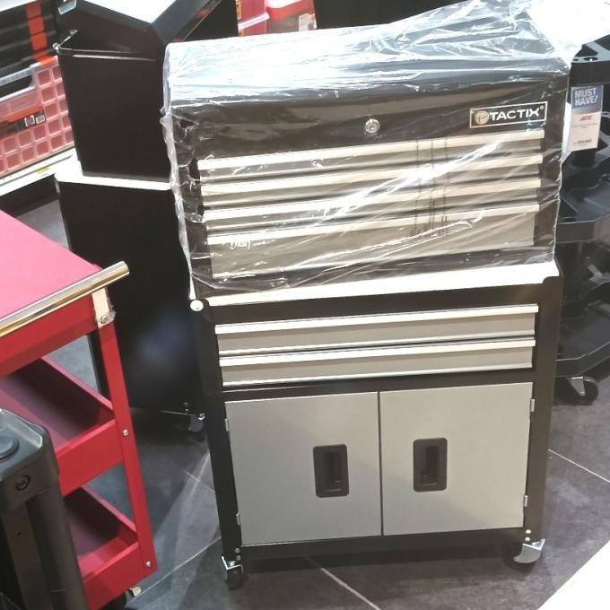 TACTIX LEMARI BENGKEL PERKAKAS TOOL BOX CABINET TROLLEY 6 DRAWER