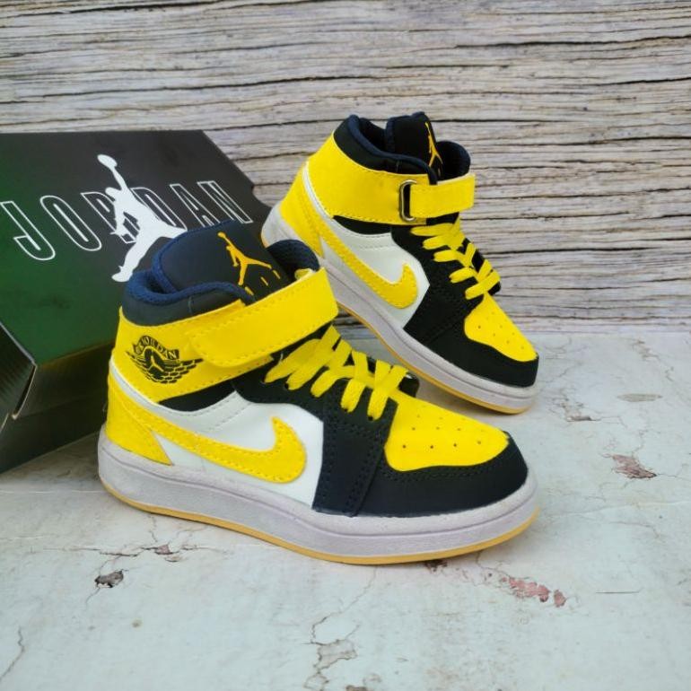''Terlaris" Sepatu Anak Jordan Michigan Kuning Navy Grade Ori Sepatu Anak Laki Kado Murah