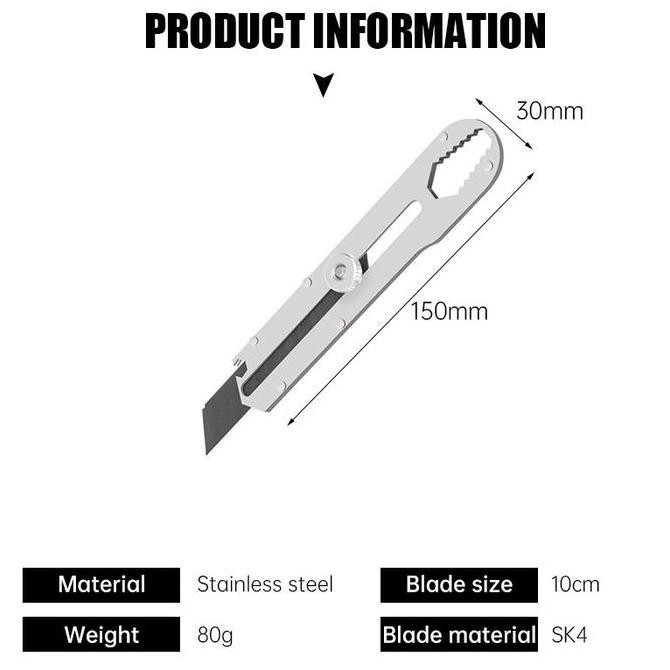 

Produk Unggulan] Cutter Pisau Stainless Set 9 in 1 Pisau Pemotong Kertas Kantor