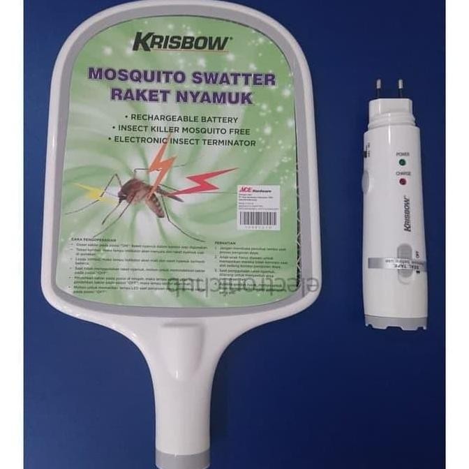 Terlaris Krisbow - Raket Nyamuk + Senter Recharge Baterai Charge / Ori Krisbow Ready Stok