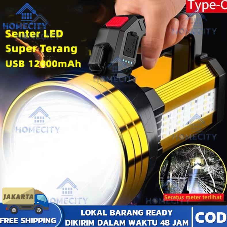 Senter LED Super Terang / 1200MAH / Senter Camping Jumbo Multifungsi / Senter LED Super Terang Tahan