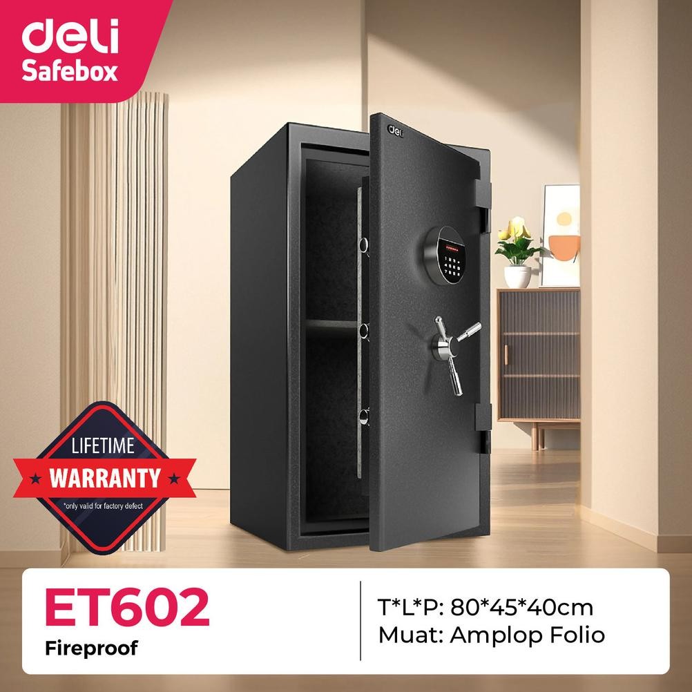 

Aw-96 Brankas Digital Deli Et-602 Fire Proof & Solid Steel Bold / Safe Box Tahan Api Dual Lock Viral