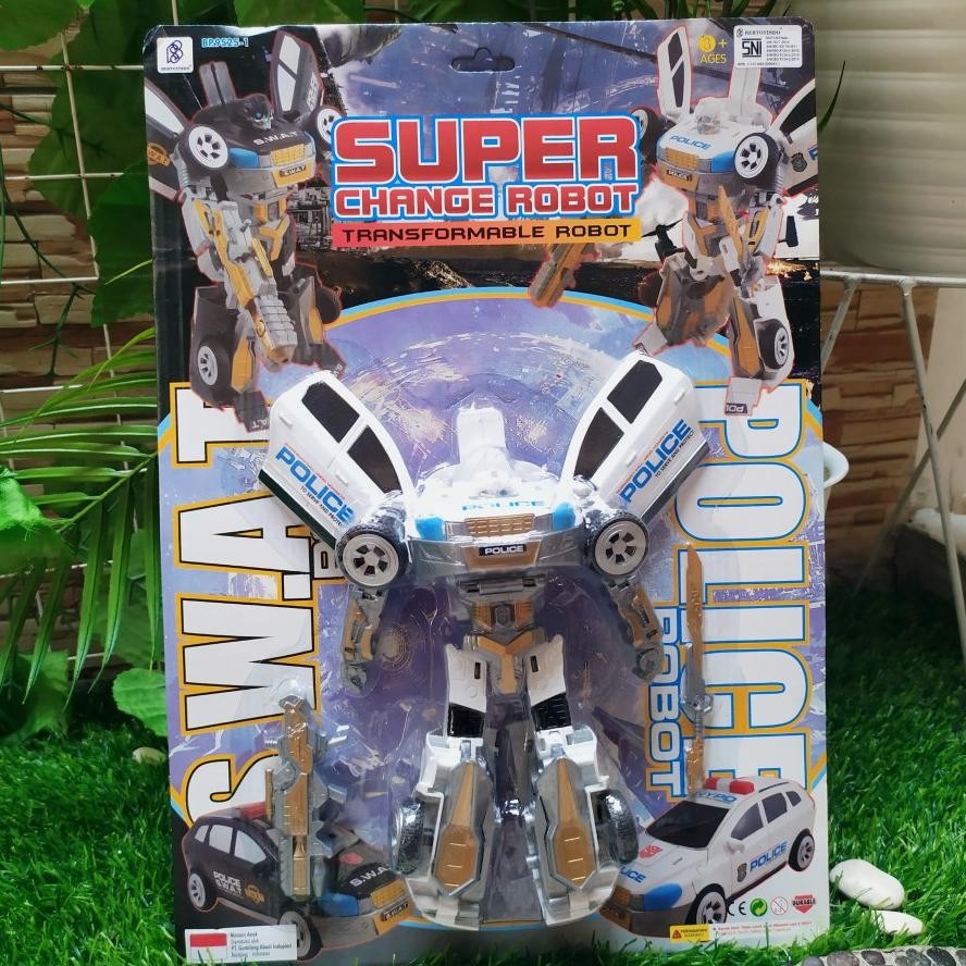 MAINAN ROBOT TRANSFORMERS CHANGE JADI MOBIL POLISI ANAK - MAINAN ROBOT DECEPTICON MOBIL POLISI TRANS