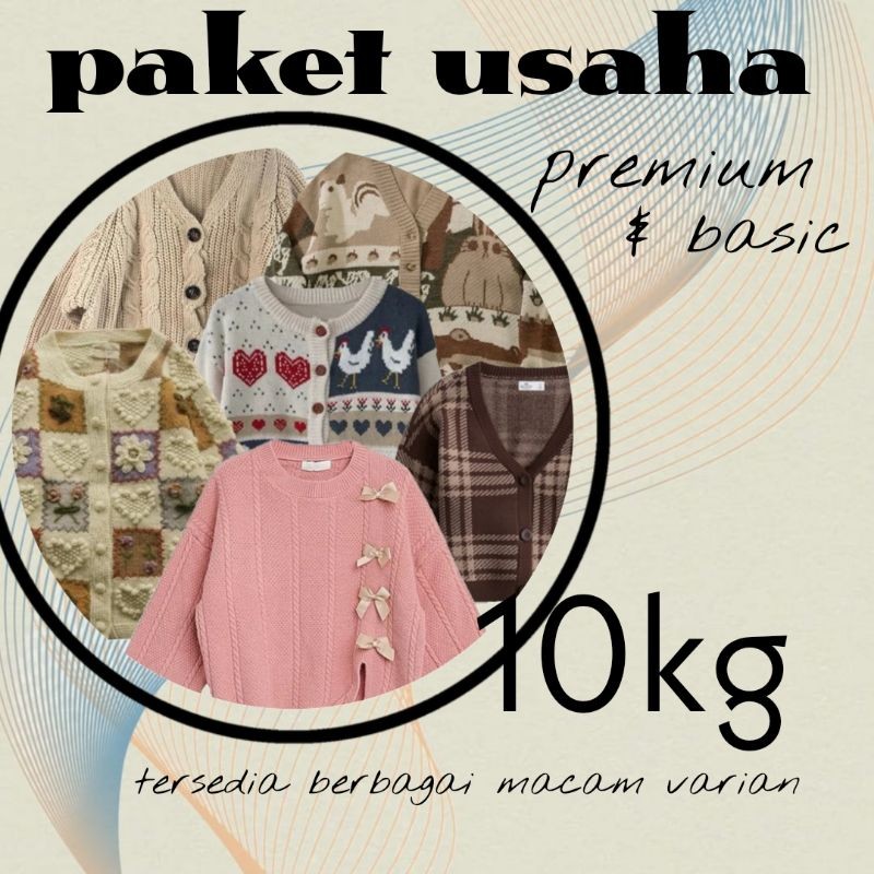 VNLY.YOO, paket usaha harga grosir rajut dan kaos berat 10 kg, isi 25-50 pcs, rajut premium, rajut b