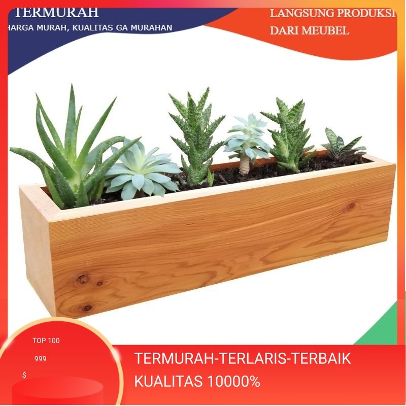 POT BUNGA VAS BUNGA KAYU WOODEN BOX POLOS 40 CM PLANTER ARTIFICIAL /wooden/wooden box