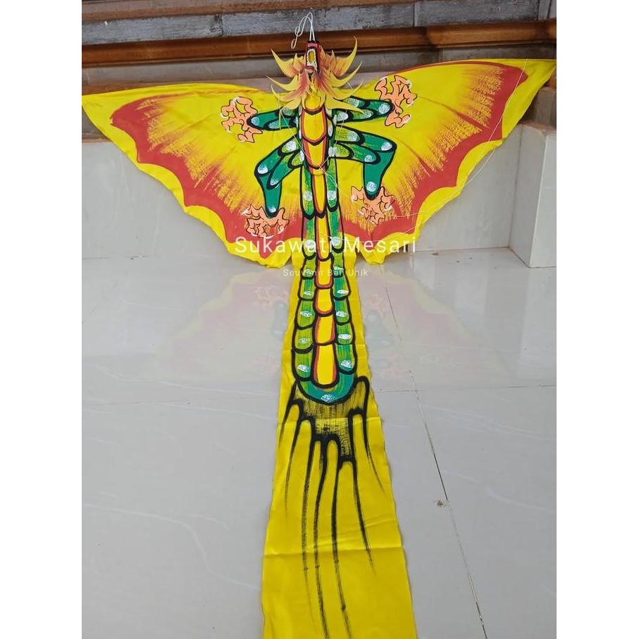monggo] Layangan Karakter Naga Lukis Ekor Panjang Dekorasi Mainan Anak Khas Bali