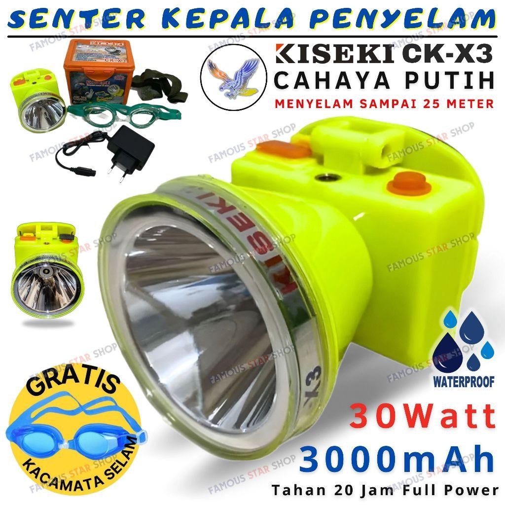 NEW PRODUCT SENTER KEPALA SELAM KISEKI 30 WATT CK-X3 BONUS KACAMATA RENANG SENTER DIVING SUPER TERAN